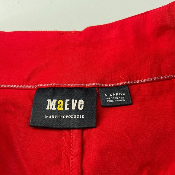 Anthropologie Maeve The Colette Midi Skirt Womens XL Red Classic Front Pockets - Picture 12 of 15